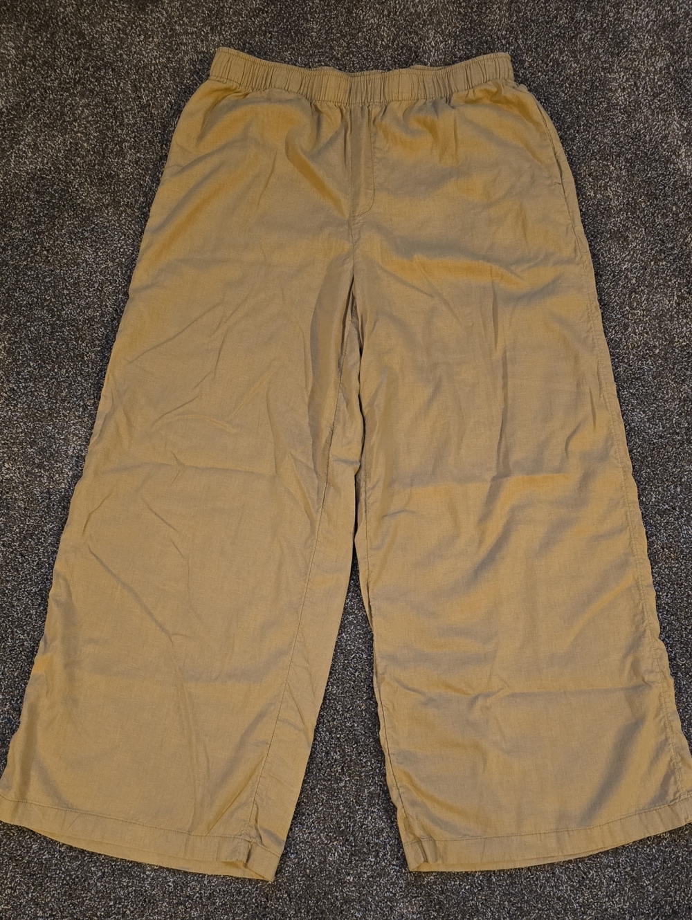 American Eagle Outfitters Wide-Leg Elastic Waist Linen Chinos in Tan